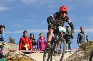 Cassie enjoying the rad downhill section at the end of the Haymaker Classic race