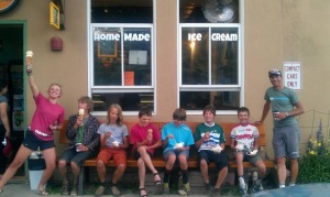 Yummy homemade ice cream at Third Bowl in Crested Butte after a long day of riding