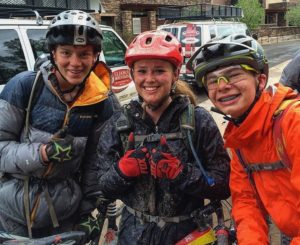 Cassie and some friends after a very snowy  (and obviously muddy) ride!